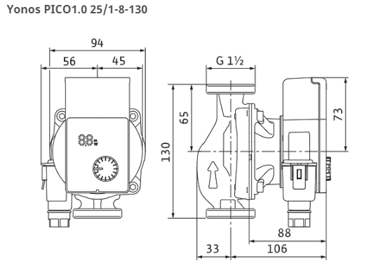 Фотография циркуляционный насос wilo yonos pico1.0 25/1-8 130 Насосы.Бел