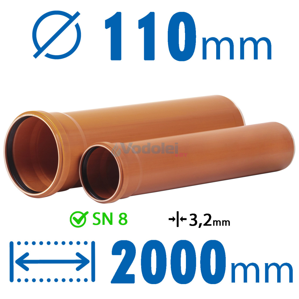 Фото мини труба для канализации хемкор sn 8 110x3.2x2000 Насосы.Бел