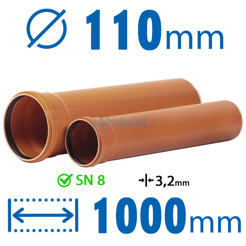 Фото мини труба для канализации хемкор sn 8 110x3.2x1000 Насосы.Бел